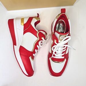 Michael Kors Crista Trainer Tech Canvas  Bright Red size 7.5M  New